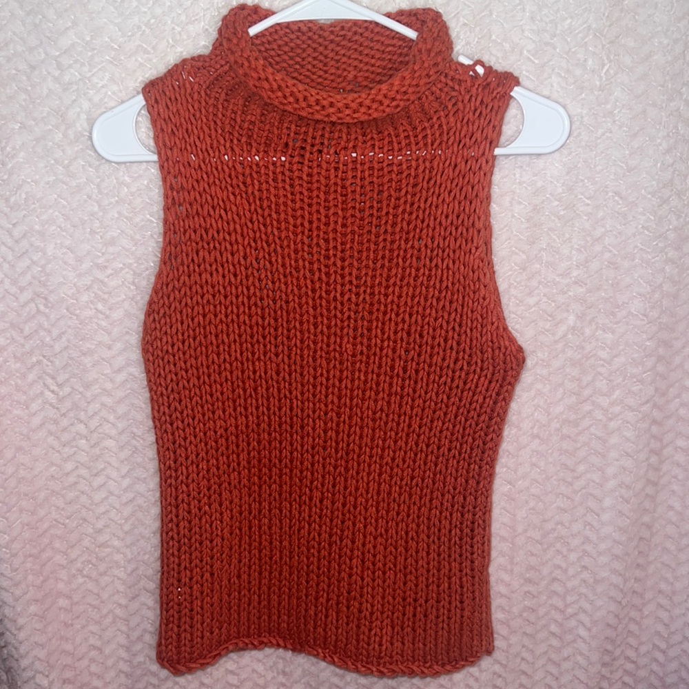 Orange knitted tank sweater